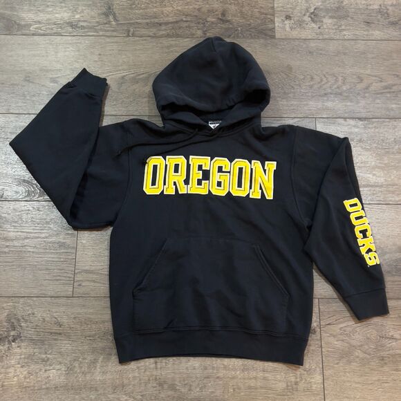 Vintage Y2K Jerzees Oregon Ducks Black Yellow Hoodie - Men's Size Small